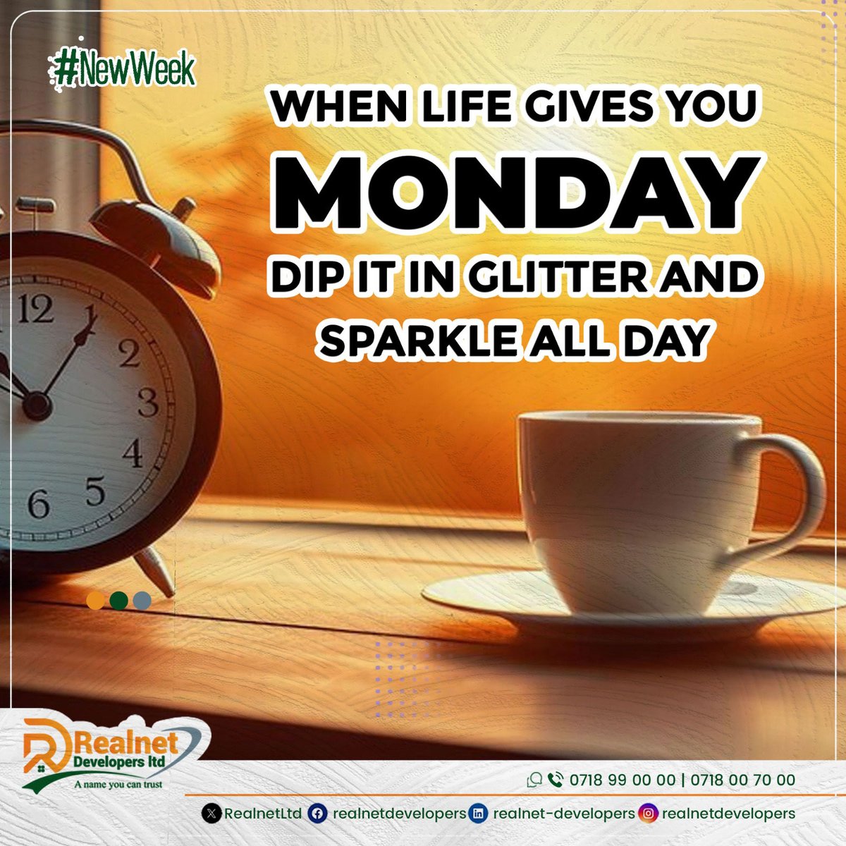 RealnetLtd's tweet photo. When life hands you Monday, why not dip it in glitter and sparkle all day long?✨
Embrace the new week with positivity, shine bright, and let your energy be contagious! 💪 Let's turn the ordinary into extraordinary!
Happy Monday, glitter warriors!🥳
#MondayMotivation #happymonday https://t.co/vNymuzd8Jp