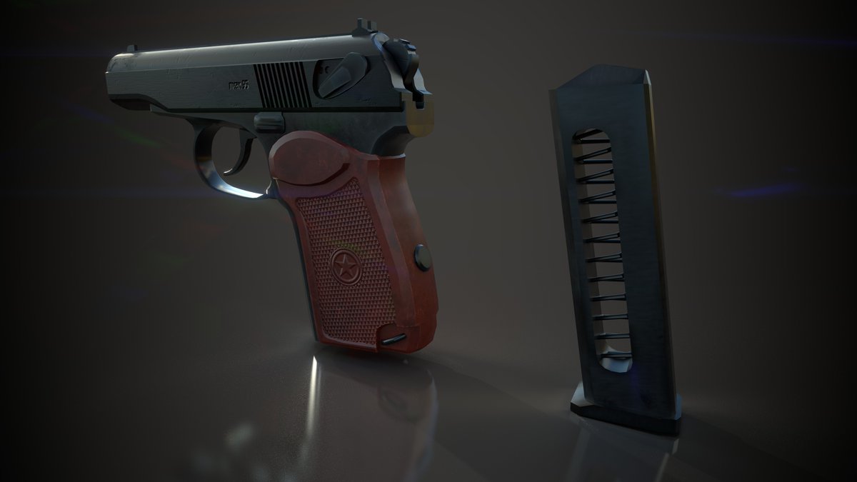 Zuperpro1's tweet photo. learning how to texture in substance painter. Lowpoly textured PM Makarov for a commission! #RobloxDev I #Roblox I #blender I #Blender3d I #lowpoly  Likes and retweets are appreciated https://t.co/7fe9H4I0QK