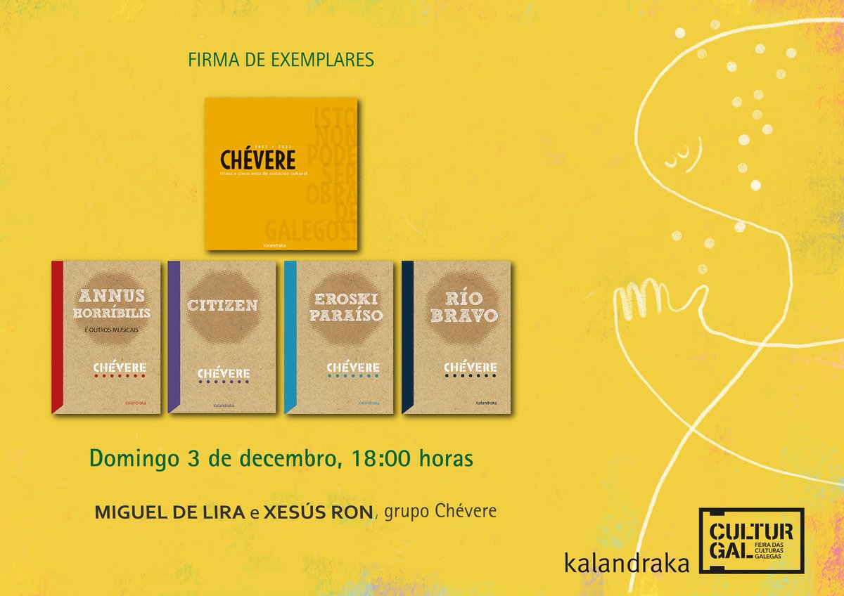 Esta tarde desde as 18h estaremos no stand de <a href="/KalandrakaEdit/">Kalandraka Editora</a> en <a href="/culturgal/">Culturgal</a> con @migueldelira e #xron para conversar e asinar exemplares da colección #BibliotecaDeTeatro e do libro #Chevere35AnosDeAxitacionCultural Agardámosvos!!