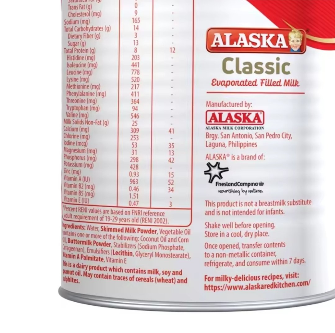 aceevitangcol's tweet photo. Good take, bad example. Product (full cream vs filled) + ingredients list are different. Maybe that's why he didn't post the Alaska ingredients list? 🤷 https://t.co/G75IQWbCvC