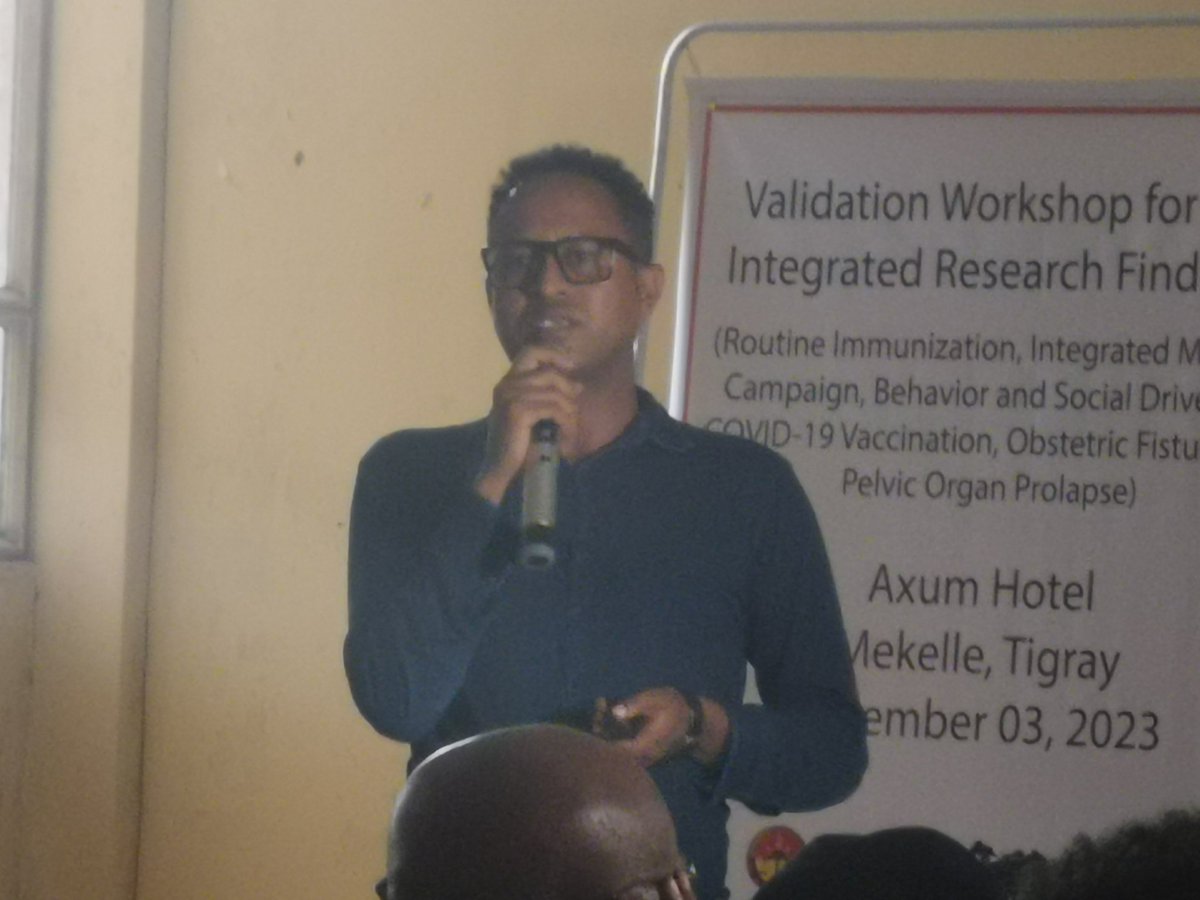 Goyteom37's tweet photo. Happening now Axum Hotel; A validation workshop study conducted in 19 districts of #Tigray by @MekUniETH and Tigray Health Research Institute (#THRI) shows:
📌 4% HH with disabled family members (75% mens),

@MussieAlemayeh2
@FAmdeslasie
@kibrom30

1/2 https://t.co/hqa8Xr7HpK