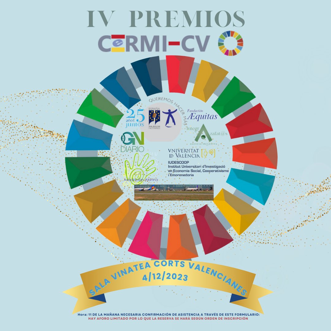 #DiaDelaDiscapacidad🥹Mañana es un día especial!Celebramos la IV edición de los #PremiosCERMICV en reconocimiento a la dedicación, el compromiso y los logros en favor de un mundo más inclusivo.
📍🏆Nos vemos en <a href="/cortsval/">Corts Valencianes</a> para honrar el esfuerzo y la lucha por la igualdad.
