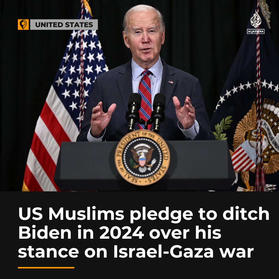 US Muslim voters in several key states launch #AbandonBiden campaign over the US president’s refusal to call for a ceasefire in Gaza aje.io/aasbek