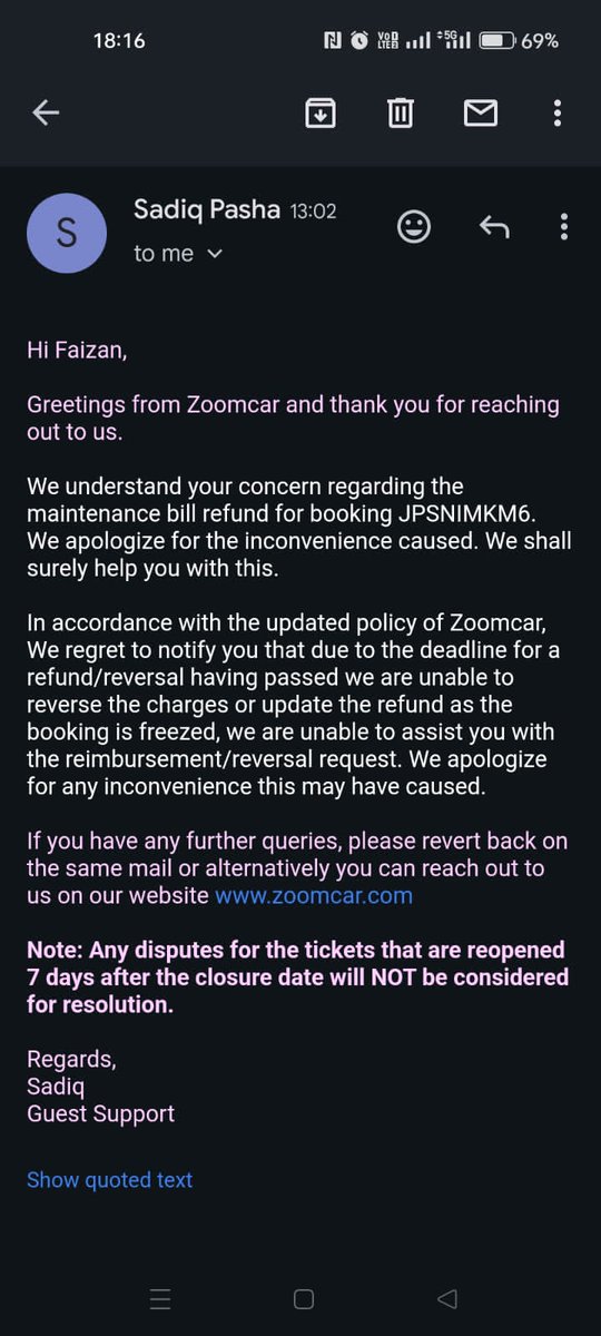 realarhamsaeed's tweet photo. @Zoomcar_India #scam #zoomcarscaming #fraudzoomcar
Why you guy's are not refunding our hard earn money? Your person said to us on the phone call that we should cancel our trip and go back to the city Get Instal the new tyre and We (zoomcar) will pay you the tyre money, https://t.co/A5JviFOgoP