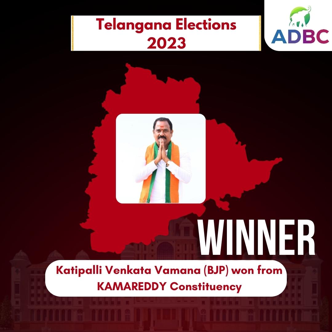 AdbcTelugu55563's tweet photo. కామారెడ్డి నియోజకవర్గంలో బీజేపీ పార్టీ అభ్యర్థి కాటిపల్లి వెంకట రమణ రెడ్డి విజయం

#katipalli #telanganaelection #Kamareddy  #results2023 #elections #telanganavoters #adbctelugu #adbc #RevanthReddy #congress #telanganaassembly #kcr #brs #bjp https://t.co/WDUrjA35hq