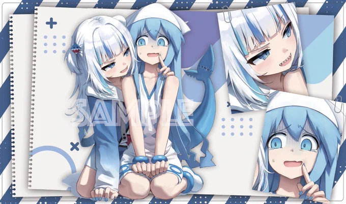 C103/エア冬コミ 新作発表④ サメ & イカ の スリーブ や プレイマット になります! イラストレーターは スーパーピッグ () 様です。