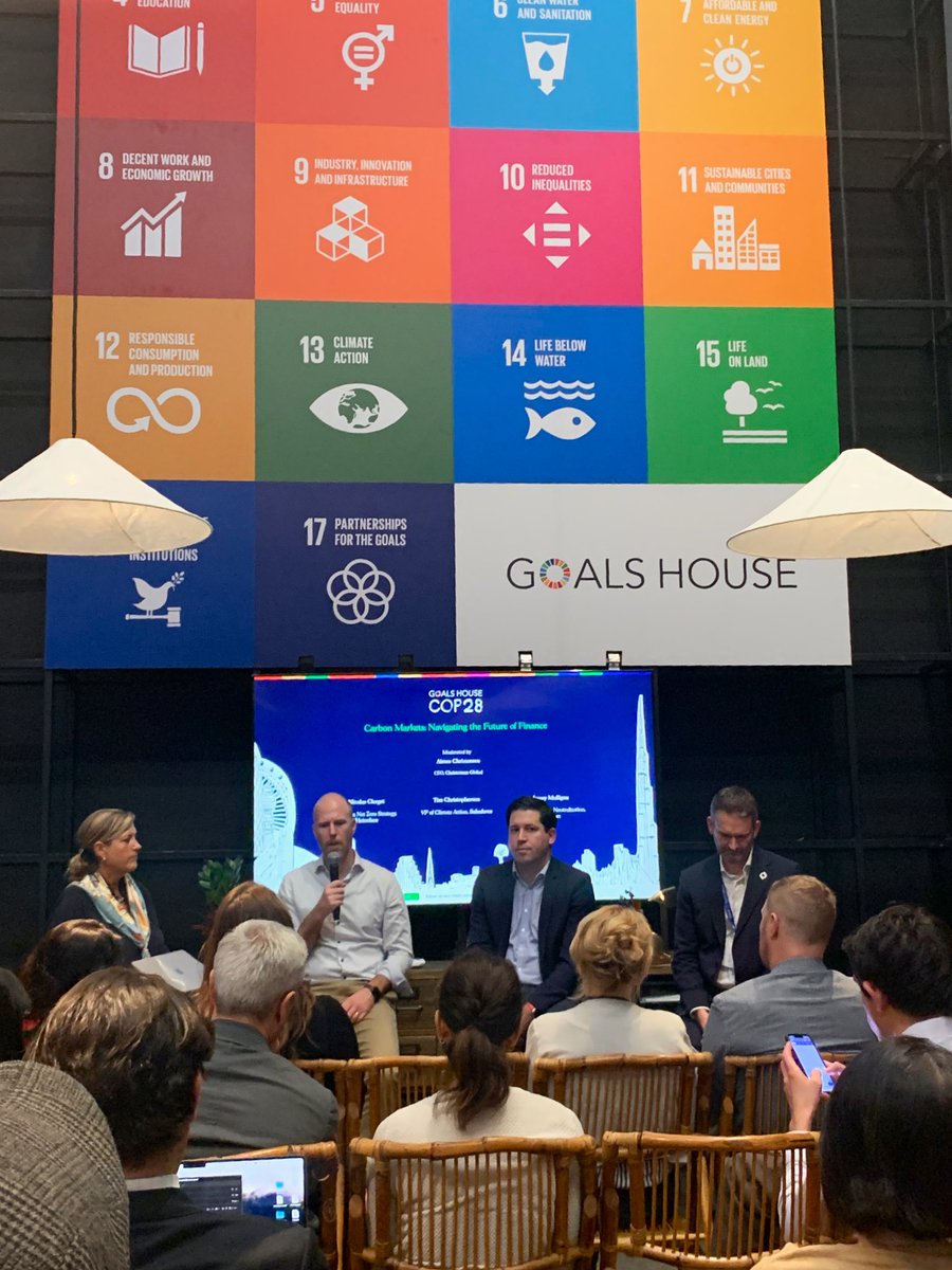 Reps from @Heineken, @salesforce + @amazon talking #VCM from buyer’s side. Key points: - importance of transparency on how much $$ goes to landowners - less emphasis on claims than on progress/ the journey - general bullishness on the market 📍 #GoalsHouse at #COP28 @NClerget