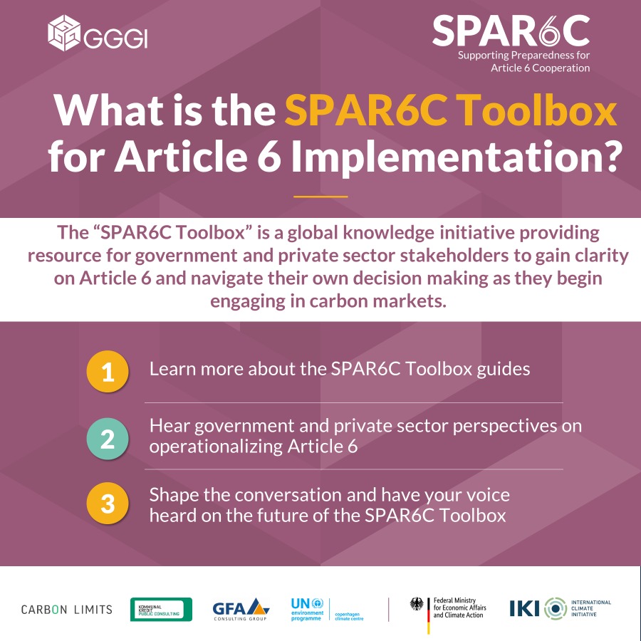 #GGGIAtCOP28 | 🚨Breaking News! The #SPAR6CToolbox is here! 
Join our launch event as we introduce the compass to navigate #Article6. Immerse yourself in insights from global climate experts, unveiling the guides to simplify and transform Article 6 complexities. Don't miss this
