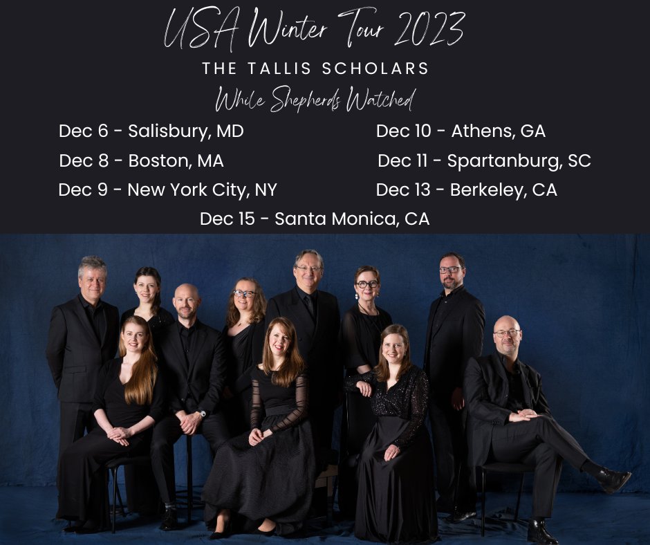 In just two days, we'll be jetting off across the pond for our annual winter tour of the USA, taking our new Christmas programme to seven cities across six states. We hope you'll join us for 'While Shepherds Watched' at one of the locations below! 📍 December 6 - @SalisburyU, MD…