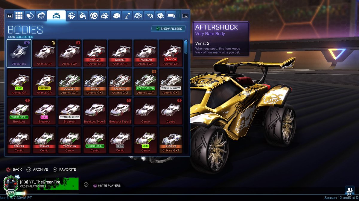 Out of over 1400 cars only 4 are usable in rocket league racing... That's right FOUR 💀... We really lost trading to be able to use 1% of our inventory in fortnite 😭