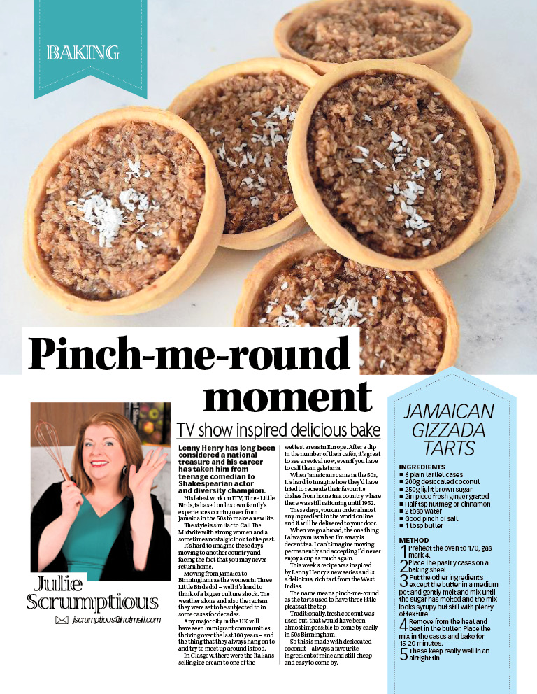 This week's @Sunday_Mail baking column inspired by Three Little Birds - Jamaican gizzada tarts or pinch-me rounds as they are also known. Thanks to @vikkipix as always. @BanijayUK @TigerAspectUK