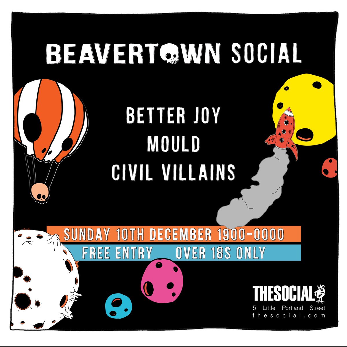 This amazing show at <a href="/thesocial/">The Social</a> in London for <a href="/BeavertownBeer/">Beavertown Brewery</a> is next Sunday. Playing alongside the excellent <a href="/betterjoymusic/">better joy</a> and Mould, and best of all it’s free!