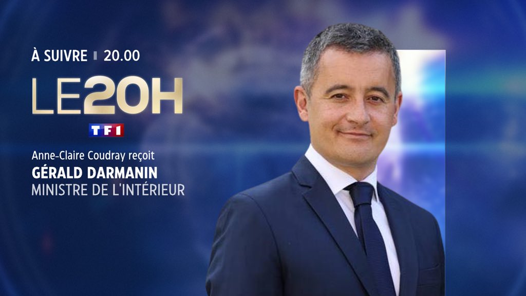 🔴 CE SOIR @GDarmanin est l'invité d'@ACCoudray dans #LE20H de @TF1 ➡️ Le ministre de l’Intérieur s’exprimera à la suite de l’attaque survenue à Paris dans la nuit de samedi à aujourdhui, dimanche