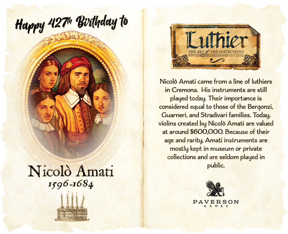 Happy Birthday to #Luthier Nicolò Amati, who would be 427 years old today! 🎻🎂 #amati #nicoloamati #kickstarter #luthiergame #paversongames #violin #orchestra #baroque #classicalmusic #music #luthiery #chambermusic #symphony #vincentdutrait #art #illustration #drawing