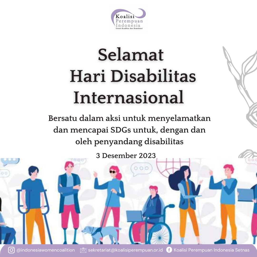 Selamat Memperingati Hari Disabilitas Internasional
Yuk tidak ada yang tertinggal untuk Pencapaian SDGs.
#HAKTP
#16HAKTP
#HAKTP2023