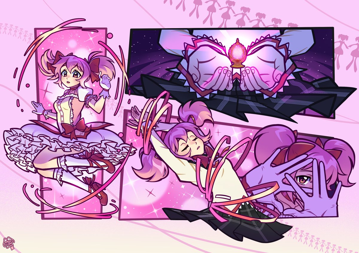 Wanted to draw madoka's transformation in a comic panel. Even had to make a custom Madoka brush for it #MadokaMagica
