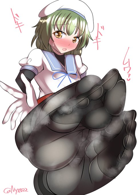 「はい…能美の足裏は…ここに…//」 ムレムレ黒タイツ能美ちゃん(ˇωˇ)  進水日おめでとう!(連続1367日目          #艦これ版真剣お絵描き60分一本勝負_20231203 #艦これ版深夜の真剣お絵描き60分一本勝負 #めび環んどろ #10000日チャレンジ