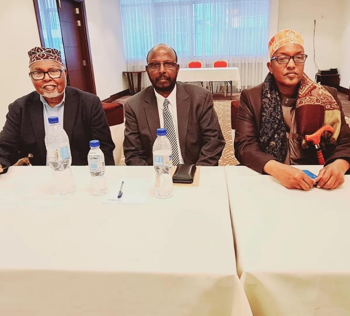 AsmAwdal's tweet photo. Members of the two Houses of the Somali Parliament in Awdal region, the leadership of Awdal State Movement, politicians and traditional leaders led by Ugas Abdirashid Ugas Roble are meeting on the fate of Awdal. 
Since two days, meetings are going on in Addis Abeba. Outcomes will be a step forward towards the struggle.