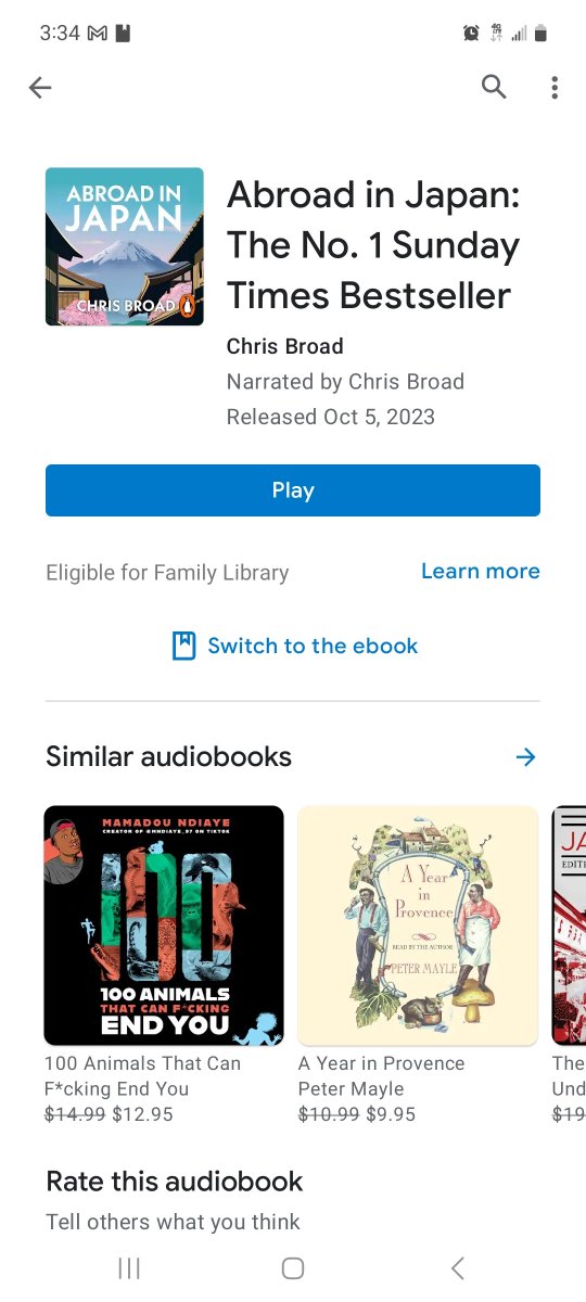 Looking forward to listening to this while recovering from surgery. Although the recommended "100 animals to end you" seems like a great addition to this purchase! Thank you <a href="/chris/">chris</a>