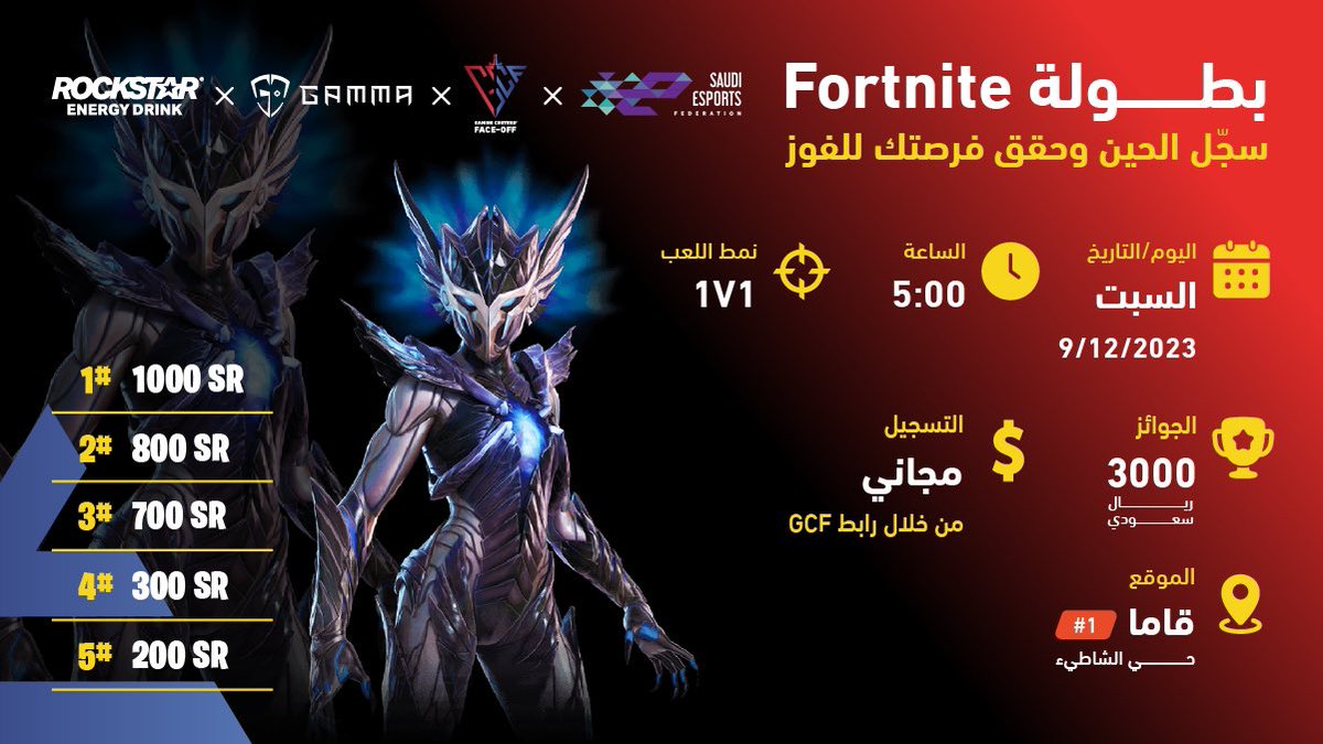 يا هلافيكم قيمرزز فورت 🙋‍♂️

بطولة جديده و تحدي جديد شارك معنا عبر الرابط 😎👇 

gcf.saudiesports.sa/en/tournament/…