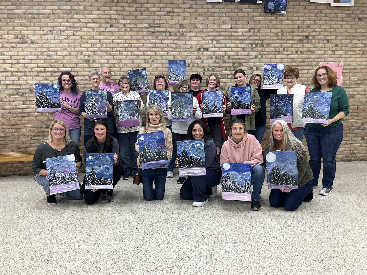 Led an enthusiastic group of artists through an impressionistic winter painting yesterday to support @applejax2377 in raising funds for @AmericanCancer