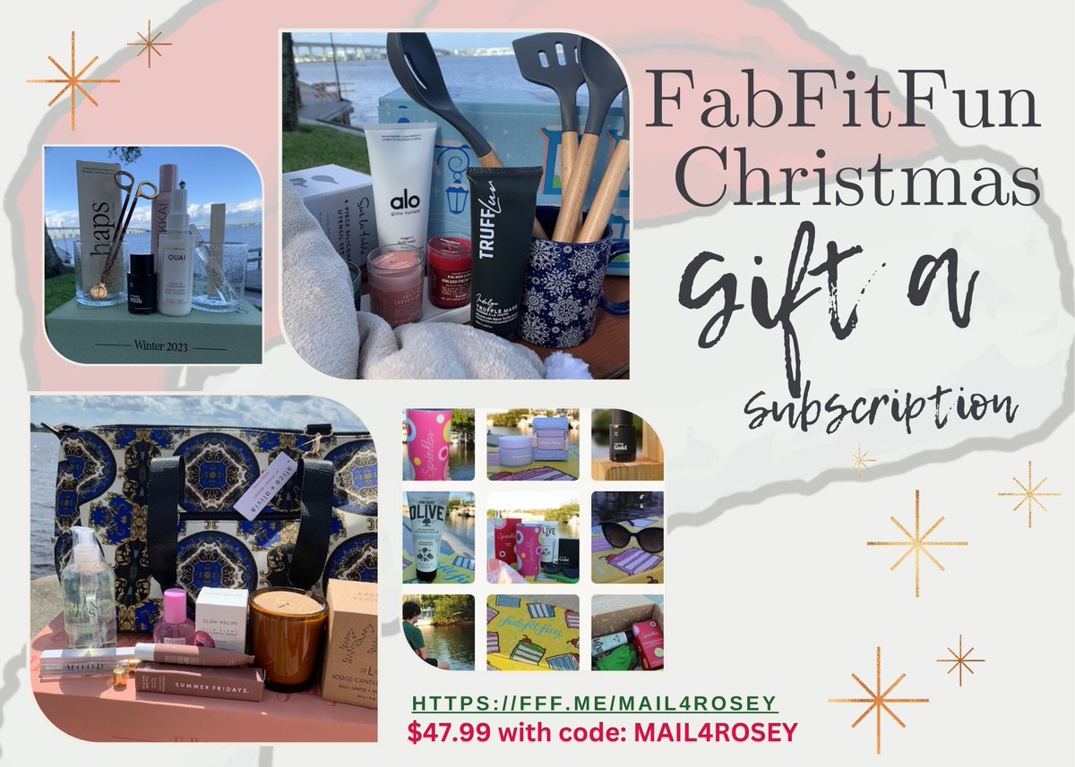 mail4rosey's tweet image. Great Gift Idea! You can&apos;t beat this price! This @FabFitFun box is the gift that keeps giving all year long.
With my code: MAIL4ROSEY you&apos;ll pay just $47.99 for your box!!  Full-sized items worth up to $350!! You choose! #fabfitfunpartner  fff.me/mail4rosey