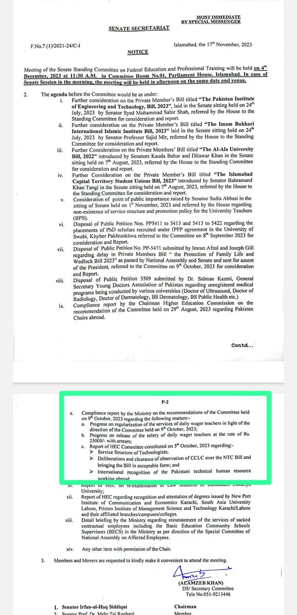 <a href="/SenatorMushtaq/">Senator Mushtaq Ahmad Khan | سینیٹر مشتاق احمد خان</a> <a href="/FowziaSiddiqui/">Dr. Fowzia Siddiqui</a> <a href="/CliveSSmith/">Clive Stafford Smith</a> Senators, approving the NTC Act isn't just a decision; it's a commitment to ensuring that Pakistan stands at the forefront of the global technological revolution. Let's make our mark. <a href="/SenatorMushtaq/">Senator Mushtaq Ahmad Khan | سینیٹر مشتاق احمد خان</a> <a href="/FawziaArshadPTI/">Senator Fawzia Arshad</a> <a href="/JamMahtab/">Jam Mahtab Hussain </a> #Senate_Standing_Committee