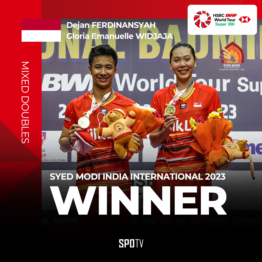 #BWF | Congratulations to Dejan and Gloria for being the mixed doubles champions after defeating 🇯🇵 Yuki-Misaki 20-22, 21-19, 25-23 in a 1 hour & 35 minutes long battle. 😲

Watch #SyedModi2023 LIVE on #SPOTVNOW!

#badminton #BWFWorldTour #SPOTVSEA