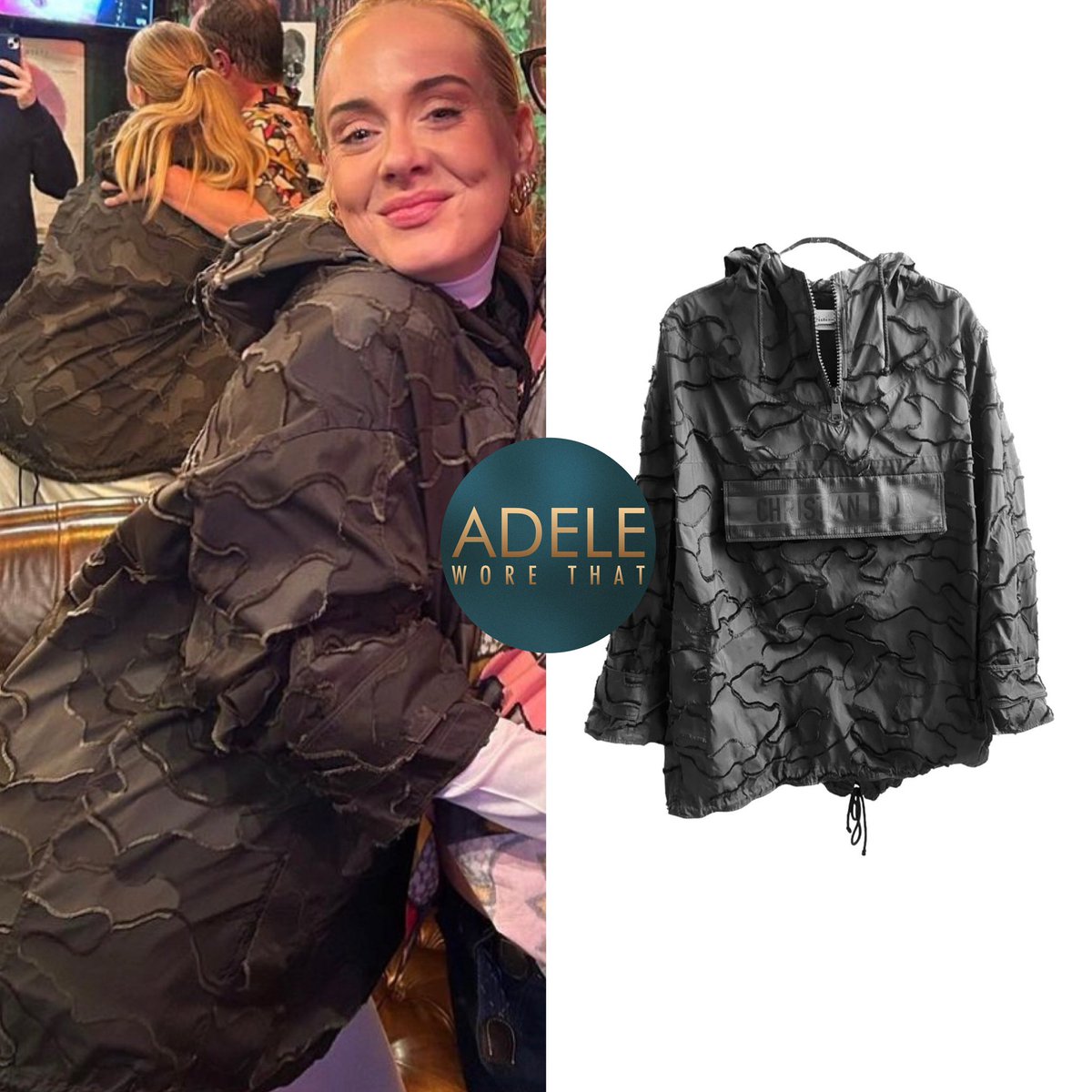 adeleworethat's tweet image. 18|11|23 Adele backstage at Alan Carr’s comedy show in Los Angeles, California

In this photo Adele is wearing a black camouflage @dior hooded anorak from the 2020 season £1700.

instagram.com/p/C0ZNkZcN2U8/…