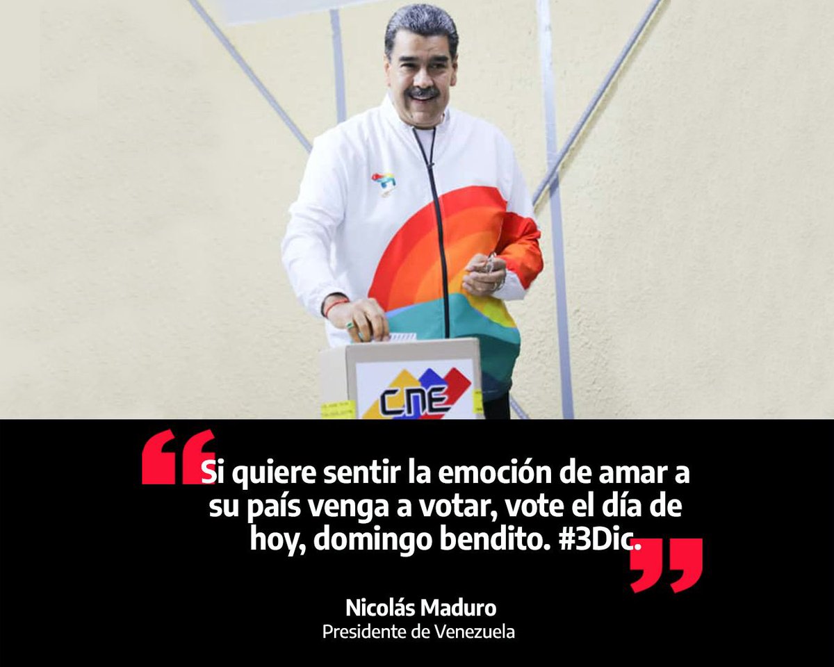 El presidente de Venezuela <a href="/NicolasMaduro/">Nicolás Maduro</a> al momento de votar llamo a todas y todos los venezolanos a “ejercer la soberanía absoluta” a participar con AMOR por Venezuela.

#VenezuelaDiceSi