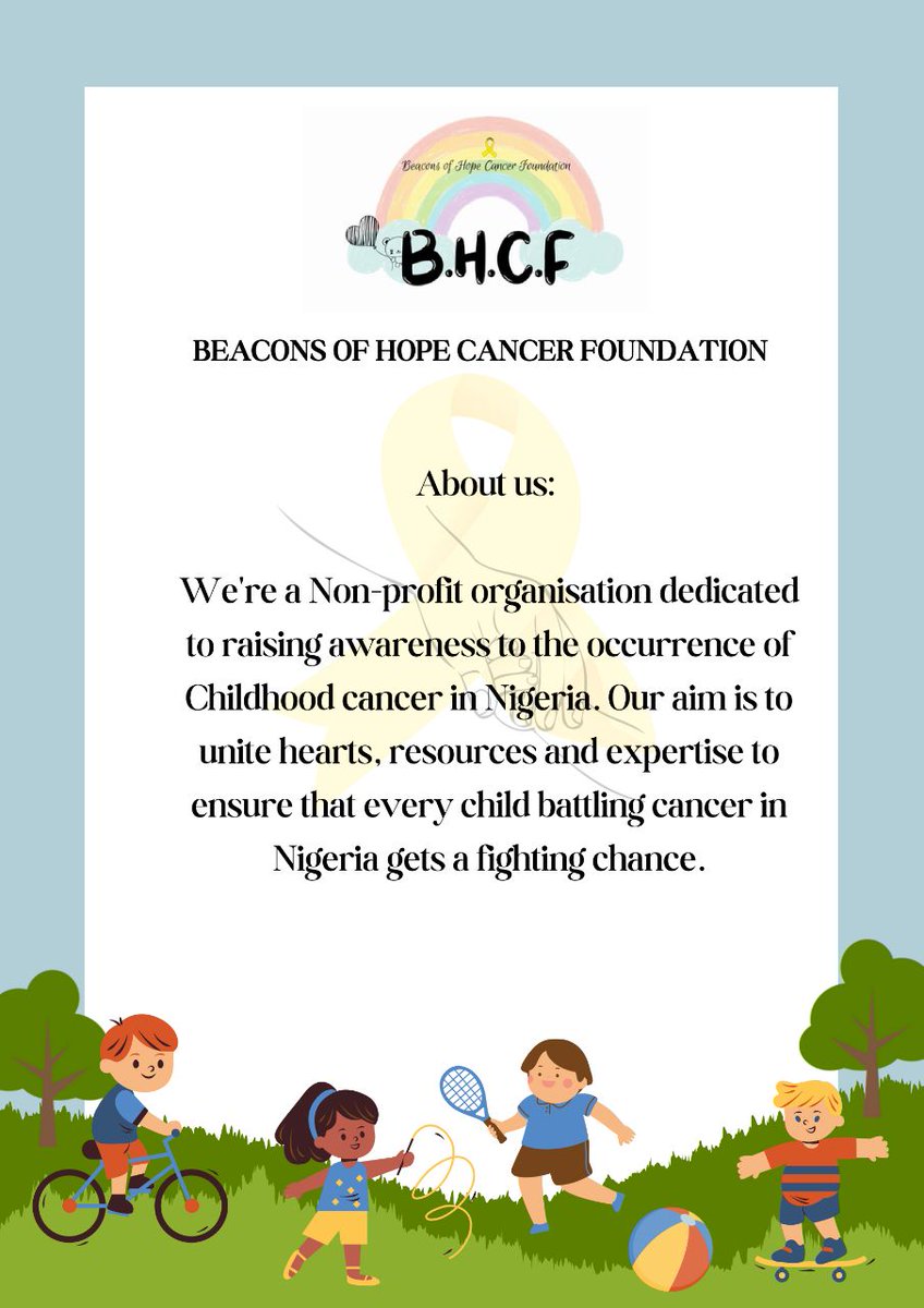 BeaconsofHope_'s tweet photo. We're a non-profit organisation dedicated to raising awareness to the occurrence of Childhood cancer in Nigeria.

Our aim is to unite hearts, resources and expertise to ensure that every child battling cancer in Nigeria gets a fighting chance. https://t.co/20qpHKSr0t