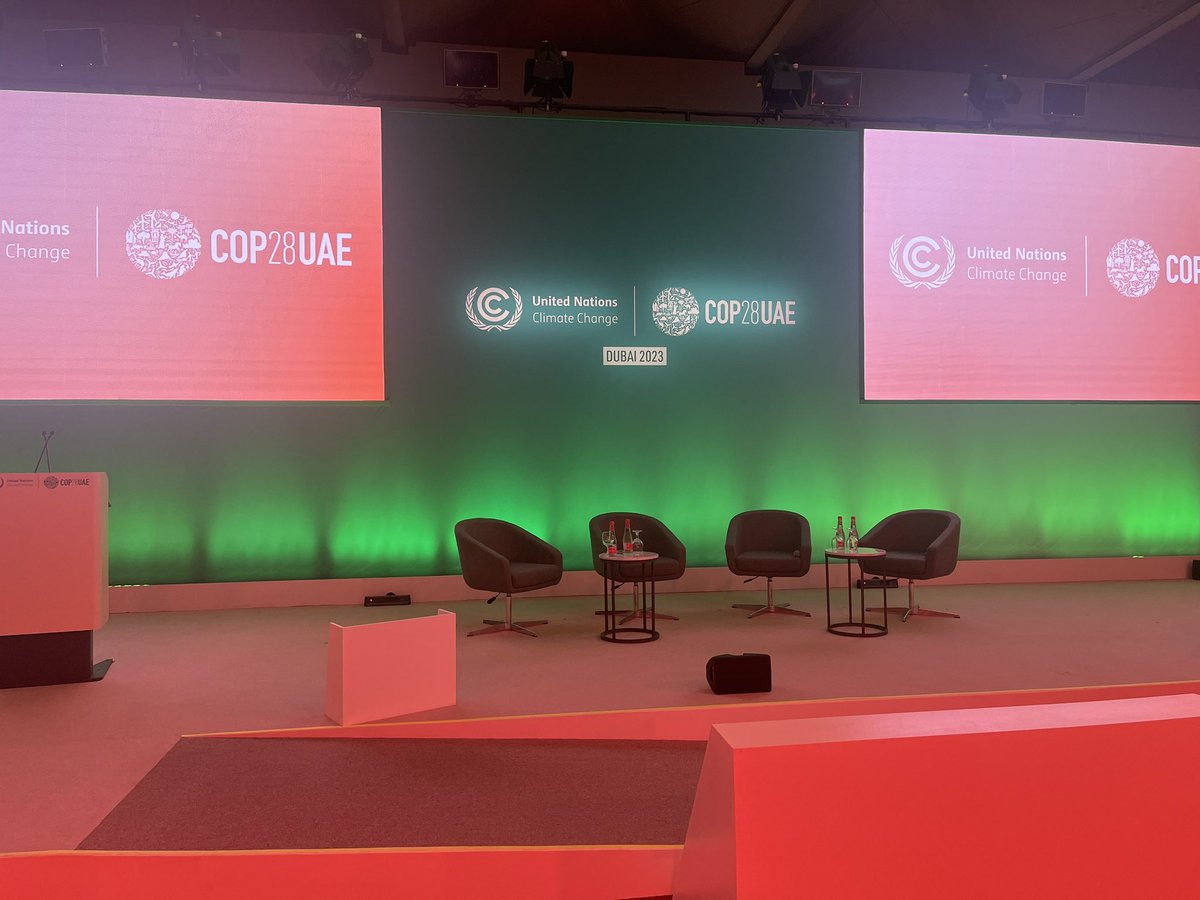 Stage set for next part of @BBC100women #COP28UAE come join us @Al-Wakri Action Arena if you are here. Young women speaking about an old problem looking for new solutions!