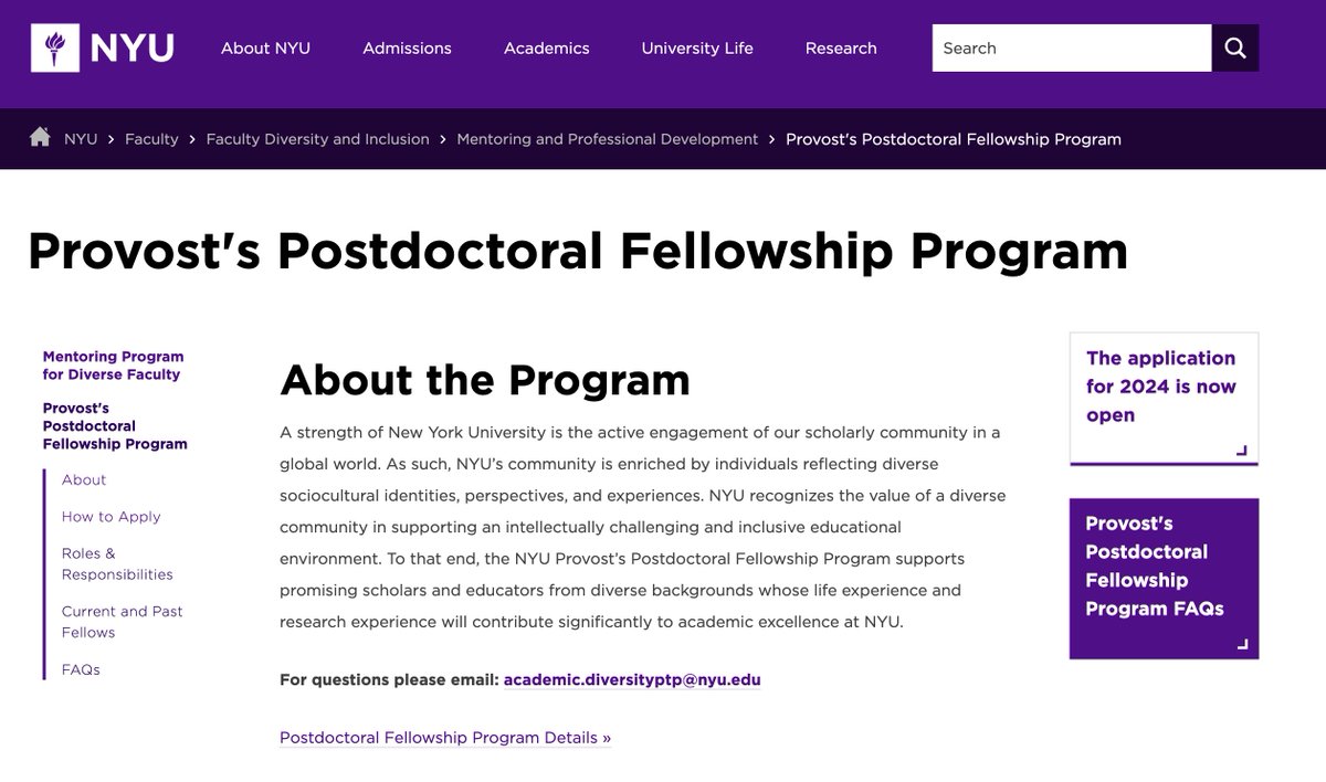 NYU launched an exceptional post-doc program several years ago, designed to offer fellows support through faculty mentoring, professional development, & opportunities for academic networking. I strongly encourage recent Ph.D. graduates to consider applying apply.interfolio.com/135668