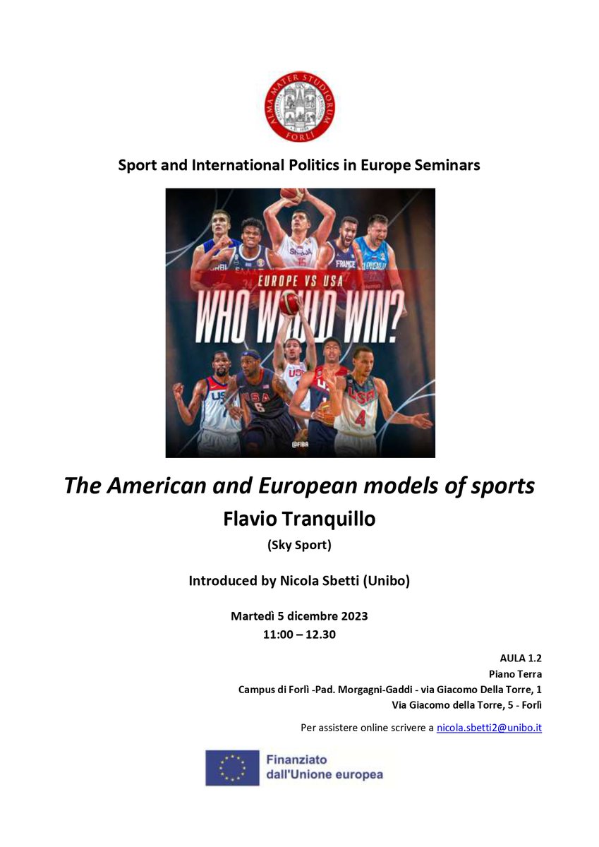 NicolaSbetti's tweet image. Martedì al corso di Sport and International Politics in Europe avremo come graditissimo ospite @quieto62 
#SIPE