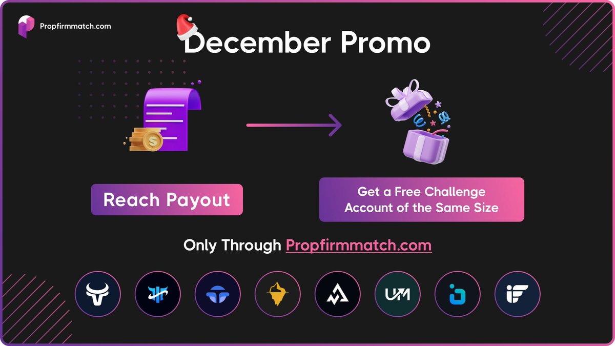 SlabsNRaw's tweet photo. Reach Payout and Get a Free Challenge Account of The Same Size 🔥
⸻⸻
Throughout December, this campaign is active for
specific firms when you purchase through
Propfirmmatch.

IN ADDITION to other running
promotions.

LINK &amp; CODE IN COMMENTS
⸻⸻
See all firms that applies ⤵️🔥 https://t.co/m1q5wCAl2T