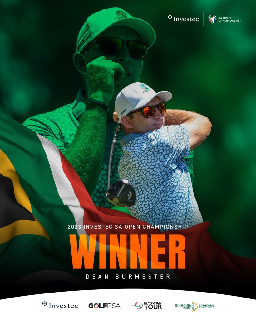 Dean Burmester wins the Investec South African Open Championship. 🇿🇦🏆 #InvestecSAOpen 🇿🇦 | #InvestecGolf 🦓| #GreatnessBeginsHere 🏆 #SunshineTour