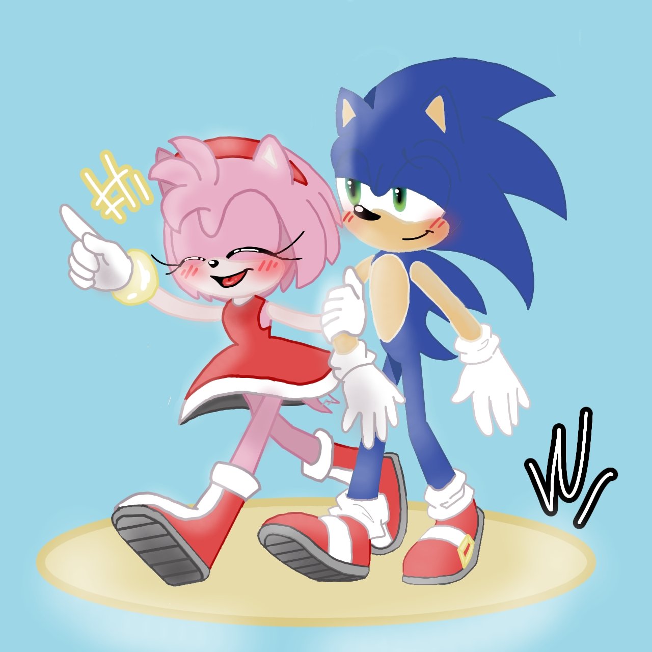 CLASSIC SONAMY!! 💙💖 - Sonic The Hegdehog - Sticker