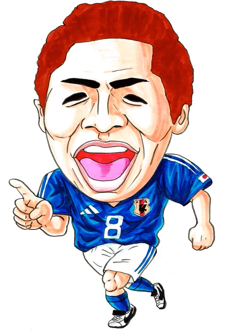 小野伸二選手お疲れ様でした! #小野伸二 #サッカー日本代表 #SAMURAIBLUE #似顔絵 #イラスト