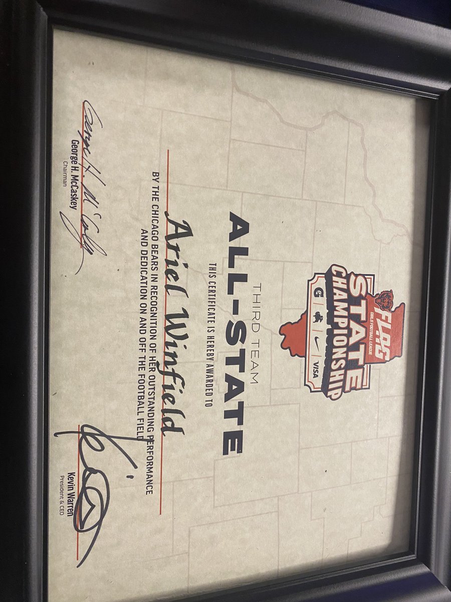AriiellWinfield's tweet photo. I made all state. I am proud to say I made it this far, with more to come. Thank you bears and my coaches.🫶🏾 @ChicagoBears @Silva321FUTP60 @SCAFlagFootball https://t.co/rF5u7FnSvS
