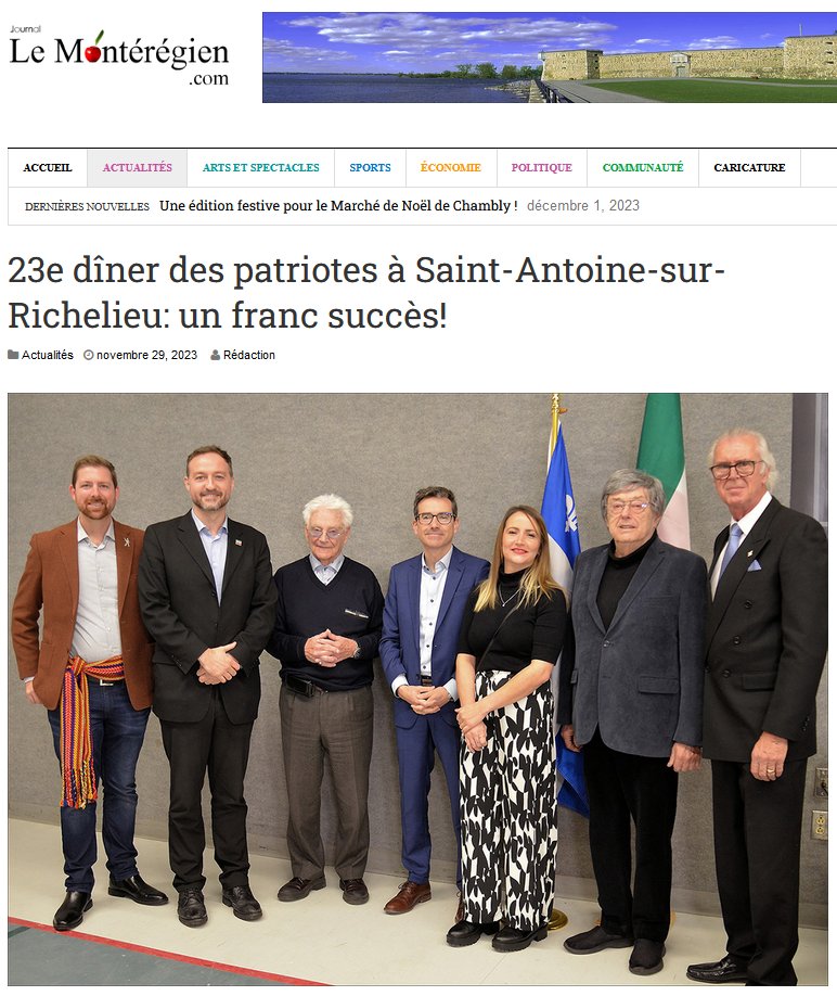 RPSQuebec's tweet photo. 📰Journal #LeMontérégien
23e dîner des #patriotes à #SaintAntoinesurRichelieu: un franc succès!

https://t.co/PpxtnpO0rD

#polQc #Chambly #Beloeil #MontStHilaire #Chambly #StHyacinthe #StJerome #JeanTalon #RPSQuebec #paysQc #Montérégie  #PartiQuébécois #BlocQc #patrimoine https://t.co/YCgkq8w1pQ