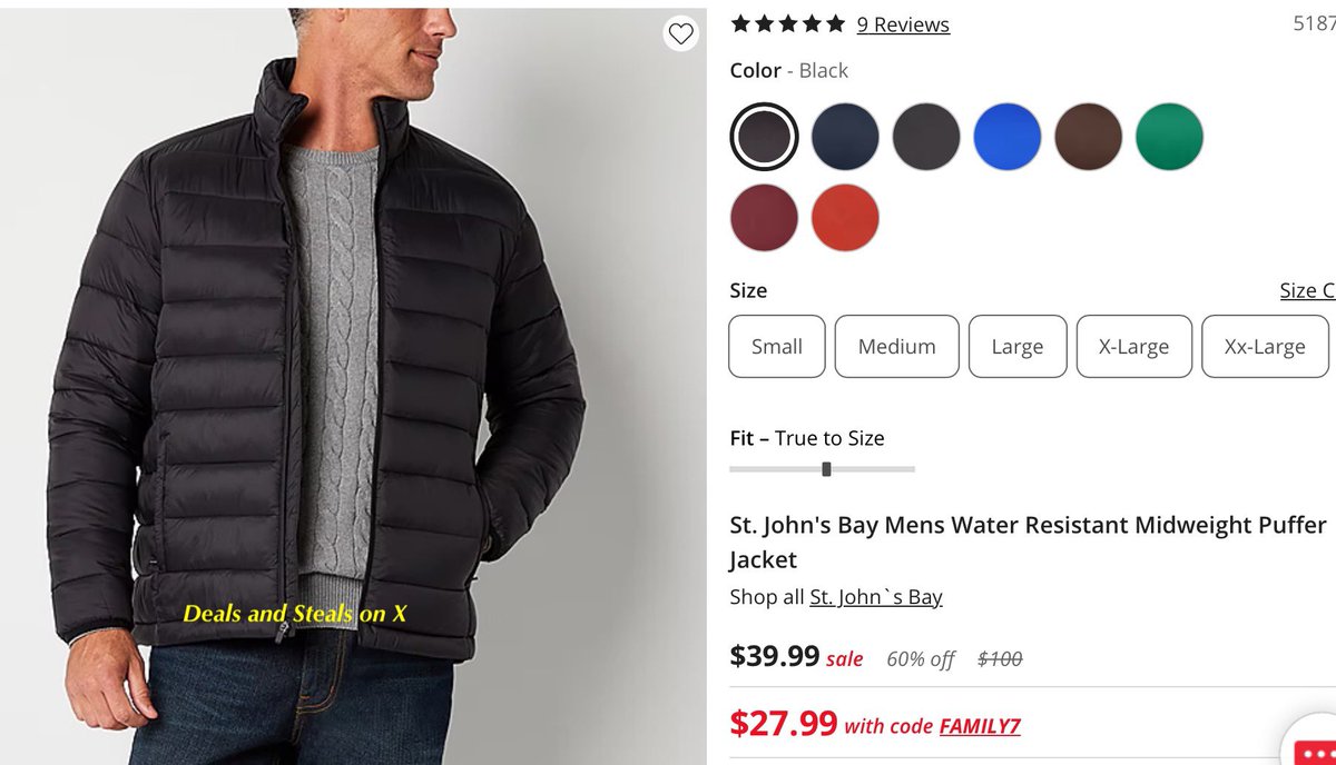 DealsandStealsX's tweet photo. Men’s Midweight Puffer Jacket

Price - $27.99 with code FAMILY7

Shop Here - https://t.co/TD12KdFGd1

Free shipping on orders $49+.

#ad #deals #clearance #shopping #online #jcp #jcpennys #freeshipping #new #savings #men #mens #fashion #clothing #midweight #puffer #jacket https://t.co/8sT8gBcCOH