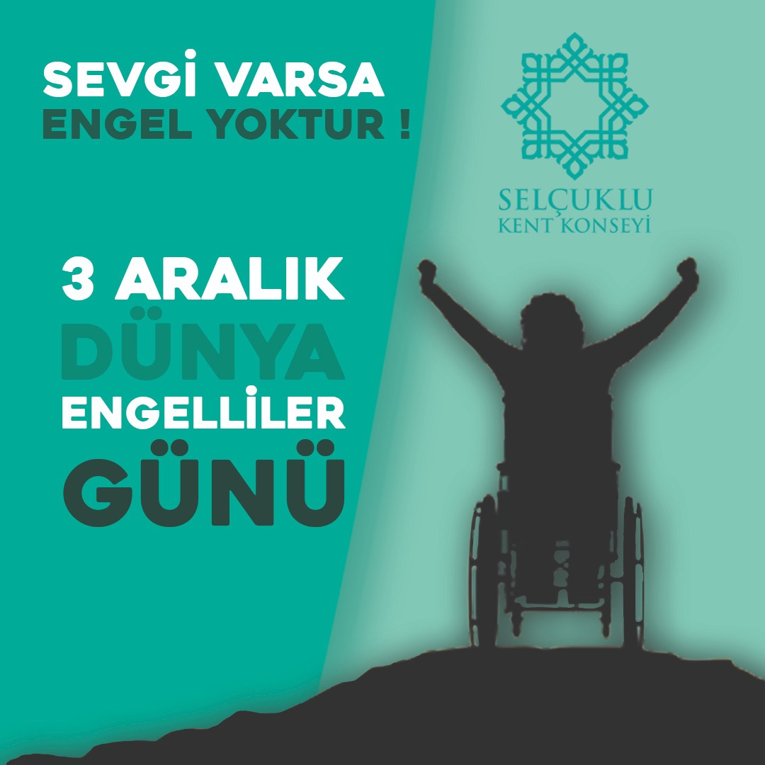 Engelleri birlikte aşalım, farkındalık oluşturalım! Selçuklu Kent Konseyi olarak, engelli kardeşlerimizin yanında  olmayı bir görev olarak kabul ediyoruz. Herkesin eşit şartlarda yaşam hakkına sahip olduğuna inanıyor ve destekliyoruz.