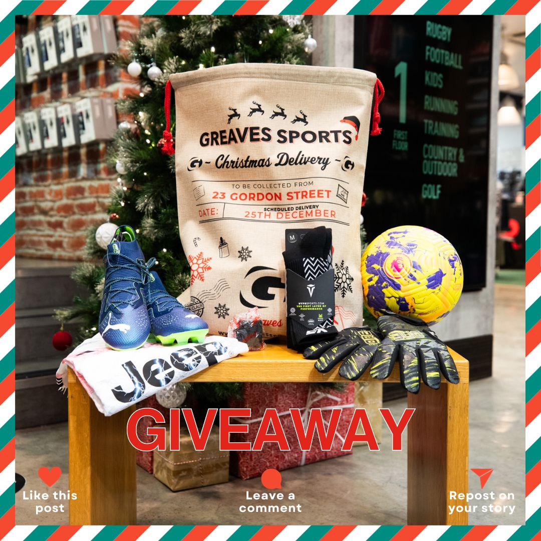 ⚽️🎄FOOTBALL GIVEAWAY 🎁⚽️
This first sack of Christmas goodies! 

To enter :
- follow <a href="/GreavesSports/">Greaves Sports</a>  
- Like and share this post and tag us 
- Tag who deserves the goods this Christmas. 

👀Stay tuned for our next giveaway.

T’s &amp; C’s apply #ChristmasGiveaway