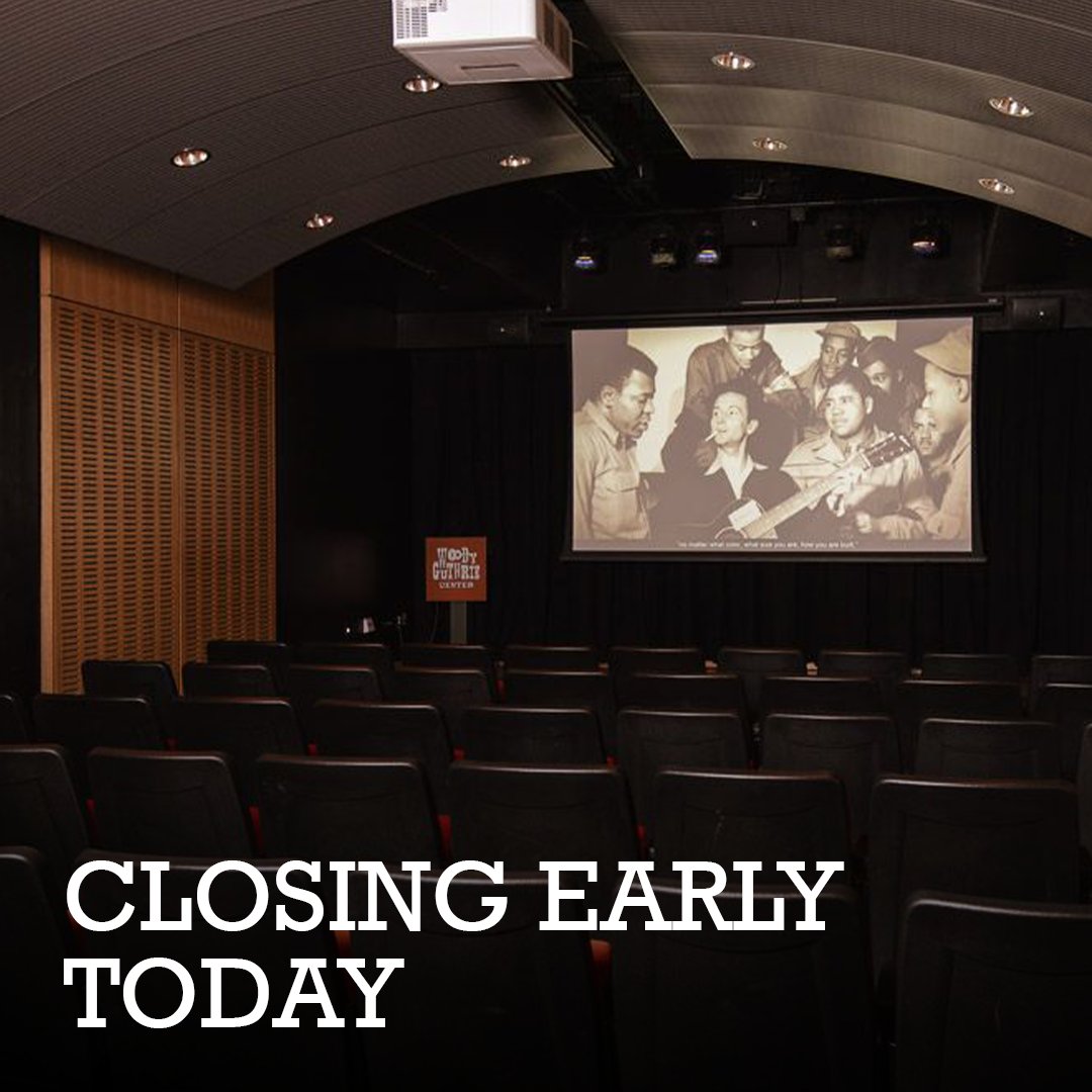 The center will be closing at 4 p.m. today (Sunday, Dec. 3) for our member holiday party.

Become a member to get access to future member events: woodyguthriecenter.org/support/#membe…