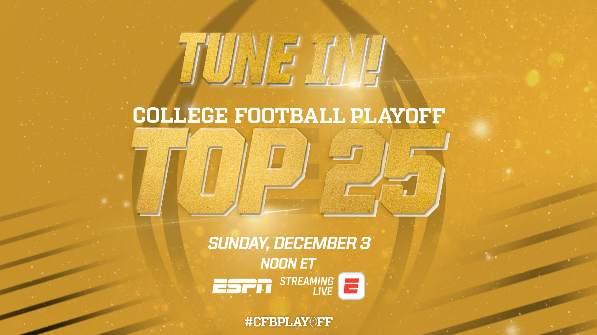 College Football Playoff Selection Reaction Show premiering on at 12pm CST featuring @_SDS8 @SWEETFEET @dubbherring45…