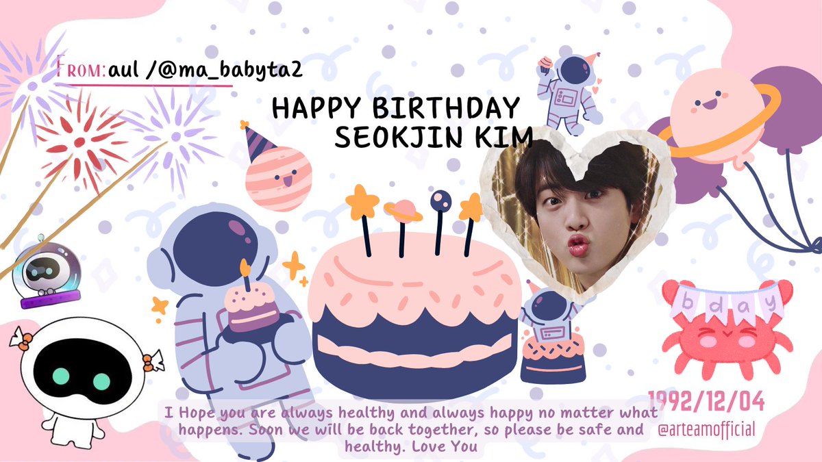 HAPPY BIRTHDAY SEOKJIN KIM 🎂

💌 - Please stay safe and healthy until we are together again in the coming year. Love You and Miss You 💖💖
#DRAWJIN
#HAPPYJINDAY
#HAPPYSEOKJINDAY
#HAPPYBIRTHDAYKIMSEOKJIN
@arteamofficial