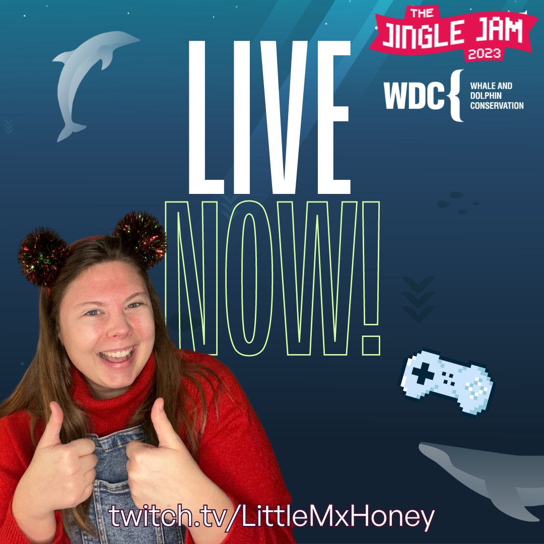 Live now! Streaming to support Whale and Dolphin Conservation with @GamesForWaves this #JingleJam2023!

Excited to make a SPLASH, eat fiery bamboozled, play Loddlenaut & Coral Island, talk about my FAVE ocean animal the anglerfish, and MORE!

Join me: ttv/LittleMxHoney