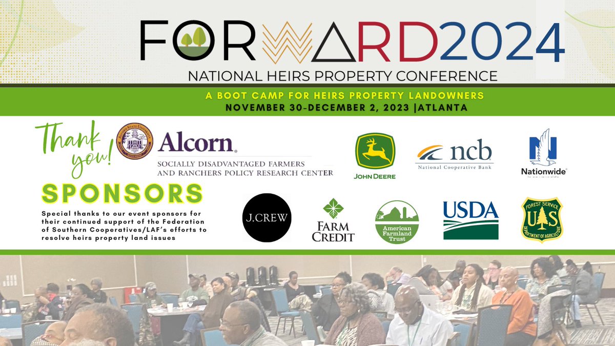 70 #heirsproperty landowners from 10 #Southern states attended our #Annual Forward Boot Camp in last week. Attendees will receive ongoing land retention support from the Federation over the next year to clear titles, create estate plans &amp; resolve family conflicts. #fsclaf