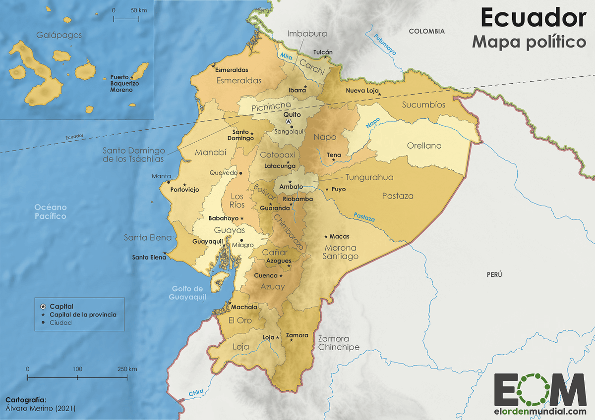 elOrdenMundial's tweet photo. 🇪🇨Ecuador es el país más densamente poblado de América del Sur🇪🇨

Su actual división territorial tiene su origen en la época colonial, cuando los españoles dividieron la zona en los Gobiernos de Quito, Guayaquil, Cuenca, Jaén y Maynas.
https://t.co/GzFNFUiiAP https://t.co/OxG12Jzcyt