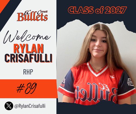 EC Bullets Cornett (@ecbcornett27) on Twitter photo 🚨🚨🚨ROSTER ANNOUNCEMENT 🚨🚨🚨
Very excited to announce the addition of RHP <a href="/RylanCrisafulli/">Rylan Crisafulli</a> to our team. Rylan will make an immediate impact to our pitching rotation and we can’t wait to get back on the field with her. <a href="/EastCobbBullets/">EC Bullets Fastpitch</a> <a href="/BrenttEads/">Brentt Eads</a> <a href="/ExtraInningSB/">EXTRA INNING SOFTBALL</a> 🚨🚨🚨ROSTER ANNOUNCEMENT 🚨🚨🚨
Very excited to announce the addition of RHP <a href="/RylanCrisafulli/">Rylan Crisafulli</a> to our team. Rylan will make an immediate impact to our pitching rotation and we can’t wait to get back on the field with her. <a href="/EastCobbBullets/">EC Bullets Fastpitch</a> <a href="/BrenttEads/">Brentt Eads</a> <a href="/ExtraInningSB/">EXTRA INNING SOFTBALL</a>